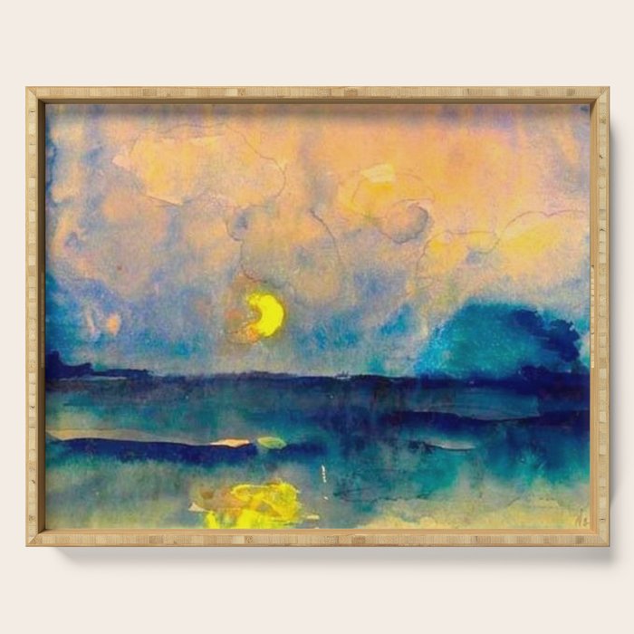 Yellow Moon (Over the Sea) landscape painting by Emil Nolde Serving Tray Gallery Image 1