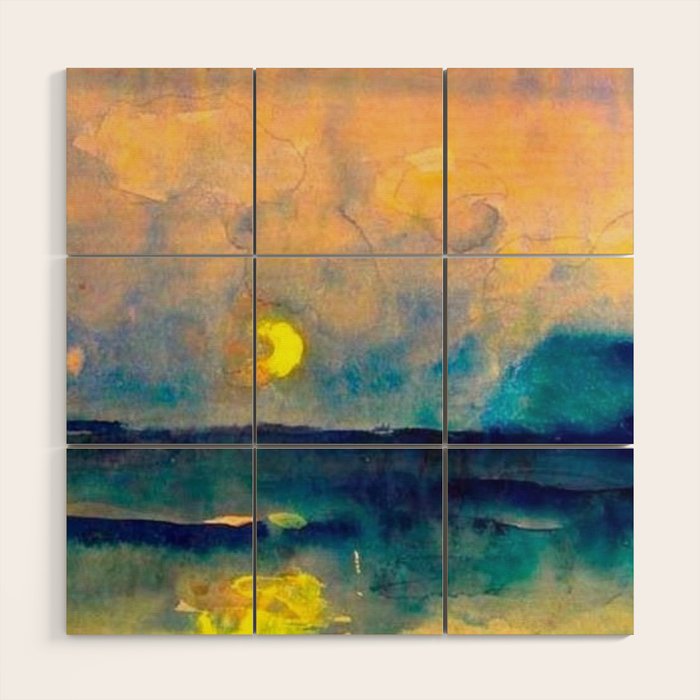 Yellow Moon (Over the Sea) landscape painting by Emil Nolde Wood Wall Art Gallery Image 1