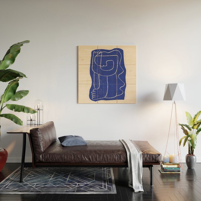 Abstract line art Figure 7  Cobalt Blue Wood Wall Art Gallery Image 2