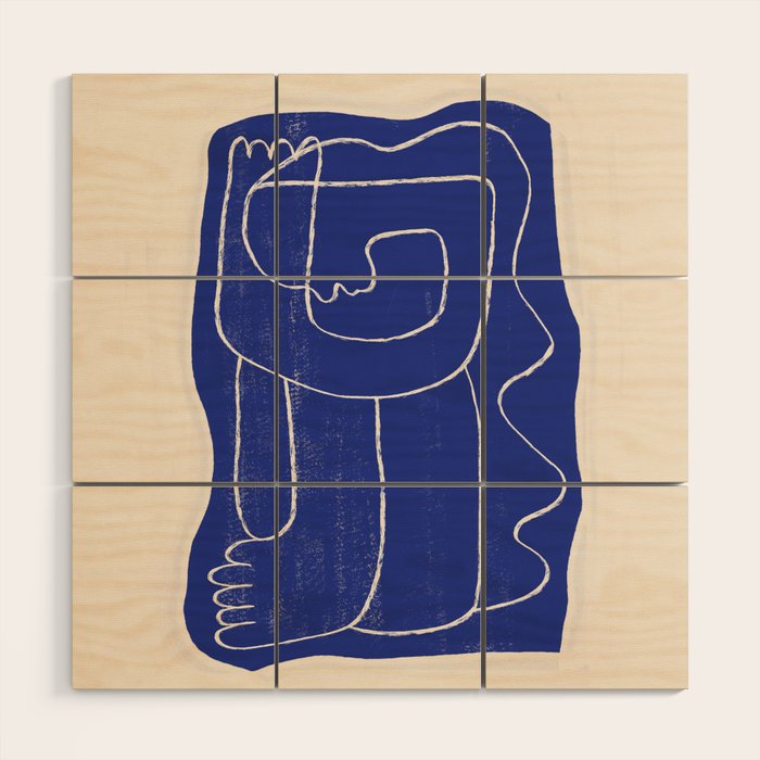 Abstract line art Figure 7  Cobalt Blue Wood Wall Art Gallery Image 1