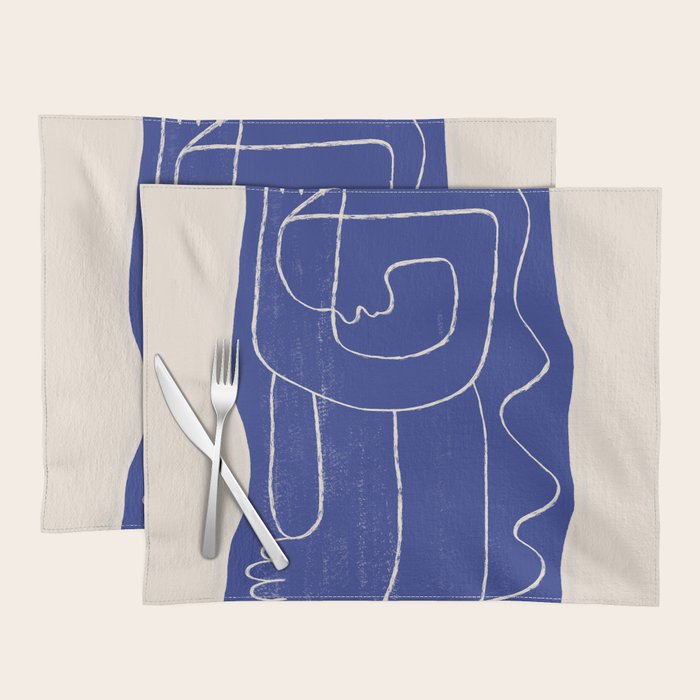 Abstract line art Figure 7  Cobalt Blue Placemat Gallery Image 1