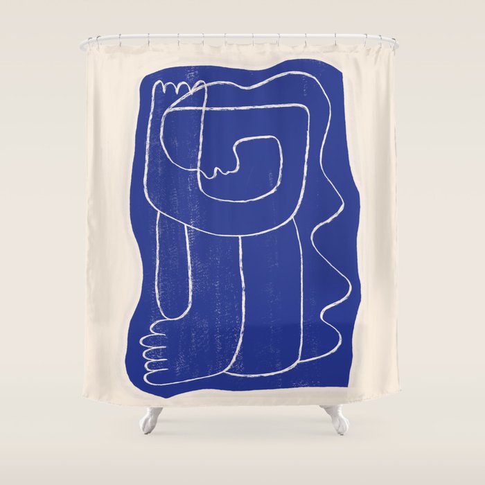 Abstract line art Figure 7  Cobalt Blue Shower Curtain Gallery Image 1