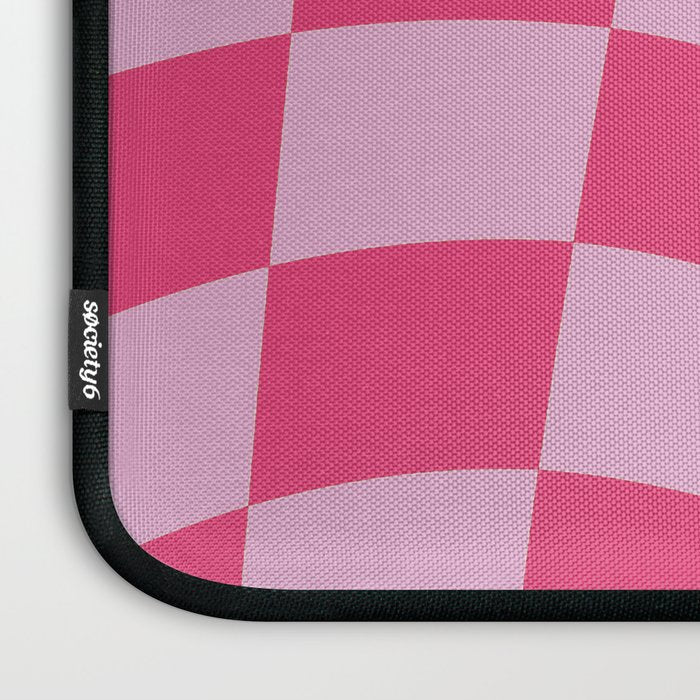 Hot Pink Wavy Checkered Pattern Laptop Sleeve Gallery Image 3