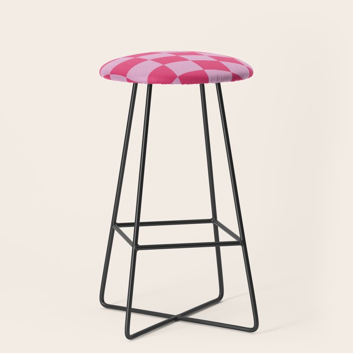 Hot Pink Wavy Checkered Pattern Stool Gallery Image 1