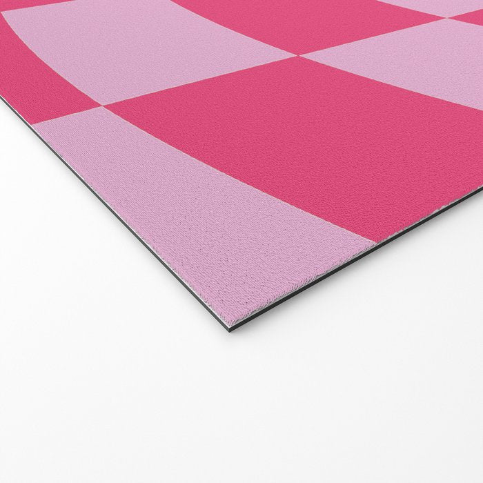 Hot Pink Wavy Checkered Pattern Welcome Mat Gallery Image 2