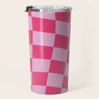 Hot Pink Wavy Checkered Pattern Travel Mug Gallery Image 3
