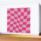 Hot Pink Wavy Checkered Pattern Wall Mural Gallery Image 2