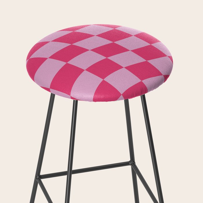 Hot Pink Wavy Checkered Pattern Stool Gallery Image 2