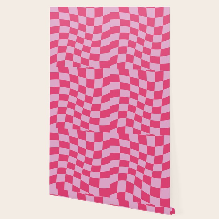 Hot Pink Wavy Checkered Pattern Wallpaper Gallery Image 2