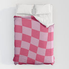 Hot Pink Wavy Checkered Pattern Duvet Cover Gallery Image 6