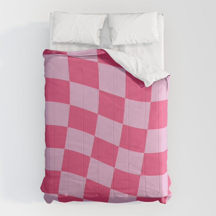 Hot Pink Wavy Checkered Pattern Comforter Gallery Image 6