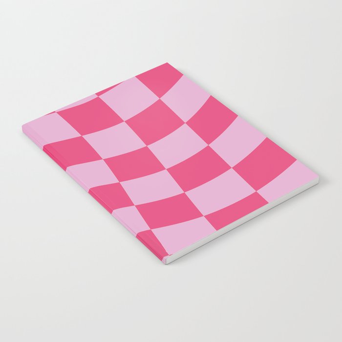 Hot Pink Wavy Checkered Pattern Notebook Gallery Image 2