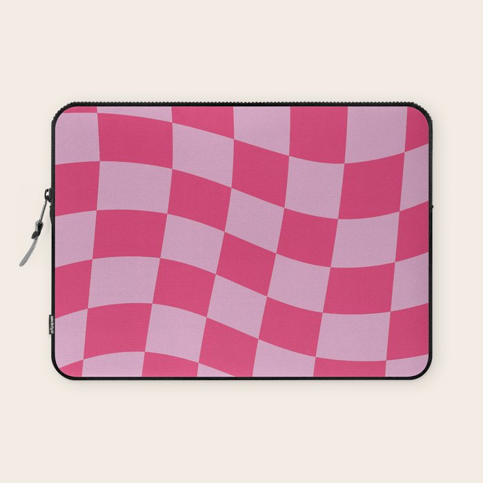 Hot Pink Wavy Checkered Pattern Laptop Sleeve Gallery Image 1