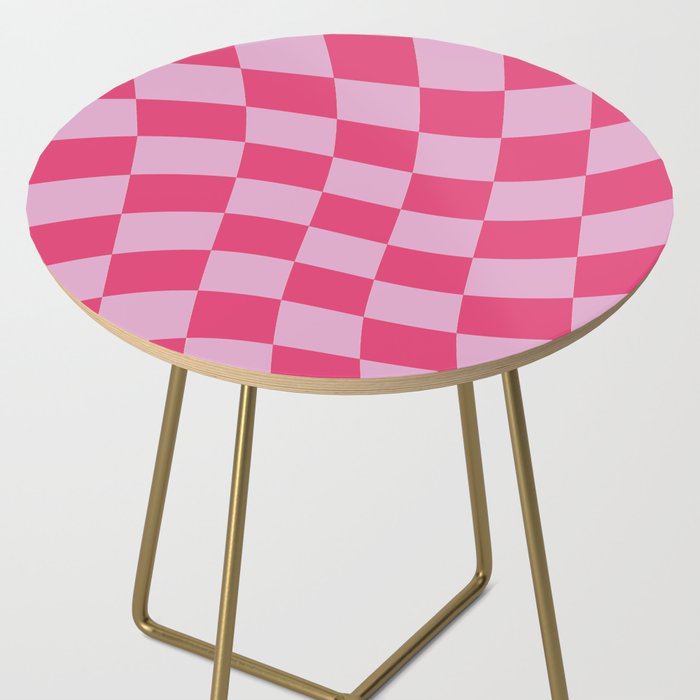 Hot Pink Wavy Checkered Pattern Side Table Gallery Image 2
