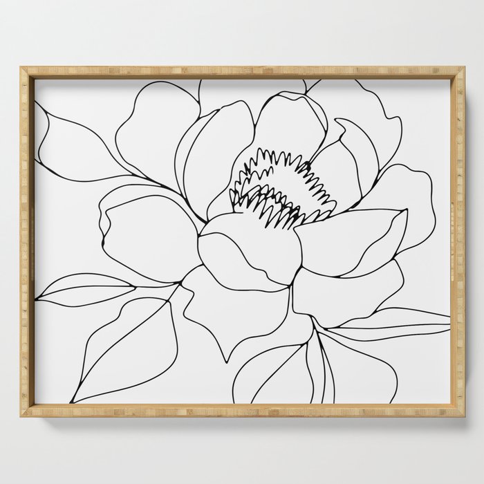 Minimal, Line Art, Floral Prints, Drawing Serving Tray Gallery Image 1