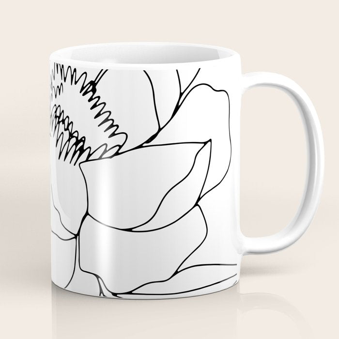 Minimal, Line Art, Floral Prints, Drawing Coffee Mug Gallery Image 1
