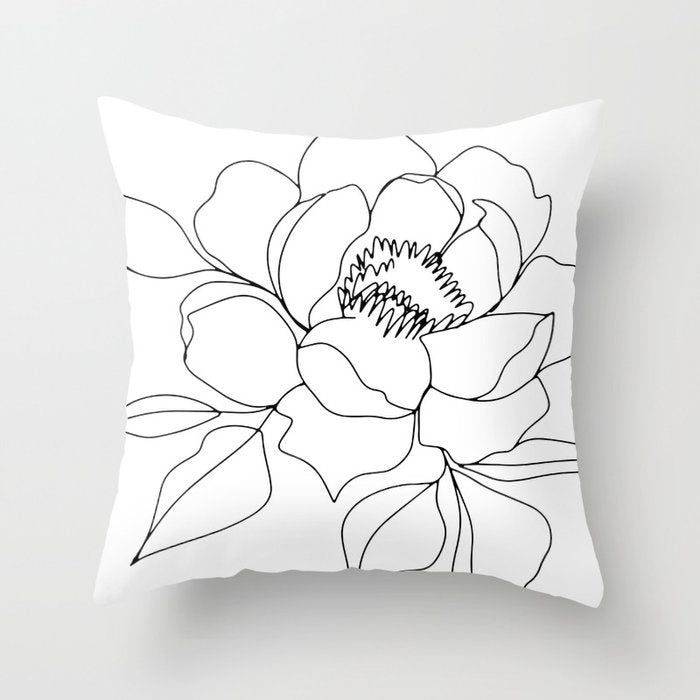 Minimal, Line Art, Floral Prints, Drawing Throw Pillow Gallery Image 1