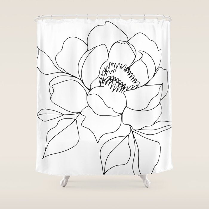 Minimal, Line Art, Floral Prints, Drawing Shower Curtain Gallery Image 1