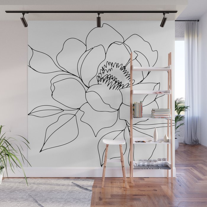 Minimal, Line Art, Floral Prints, Drawing Wall Mural Gallery Image 1