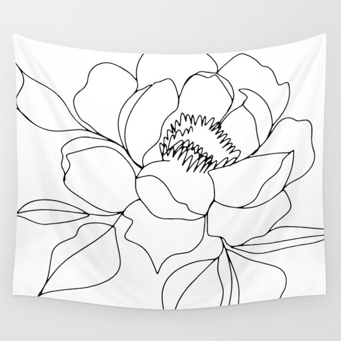 Minimal, Line Art, Floral Prints, Drawing Wall Tapestry Gallery Image 4
