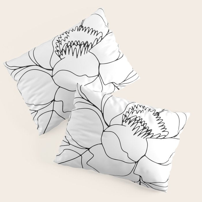 Minimal, Line Art, Floral Prints, Drawing Pillow Sham Gallery Image 3