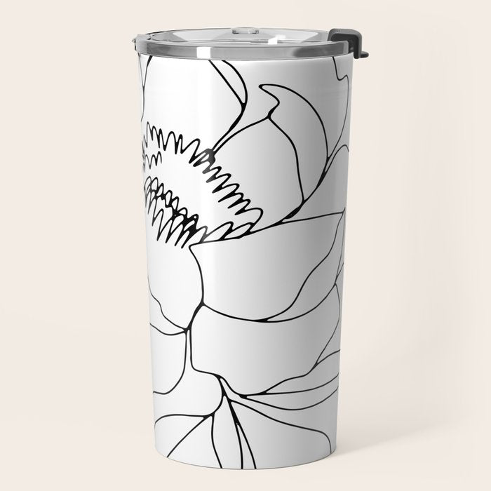 Minimal, Line Art, Floral Prints, Drawing Travel Mug Gallery Image 2