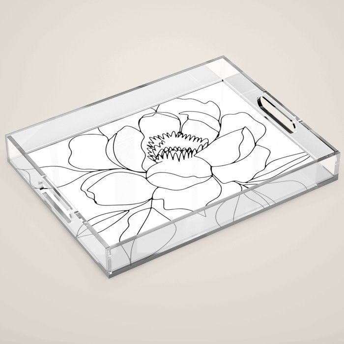Minimal, Line Art, Floral Prints, Drawing Acrylic Tray Gallery Image 1