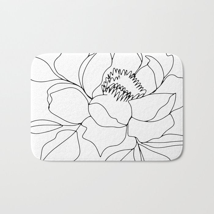 Minimal, Line Art, Floral Prints, Drawing Bath Mat Gallery Image 1