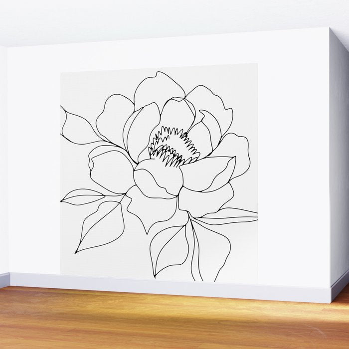 Minimal, Line Art, Floral Prints, Drawing Wall Mural Gallery Image 2