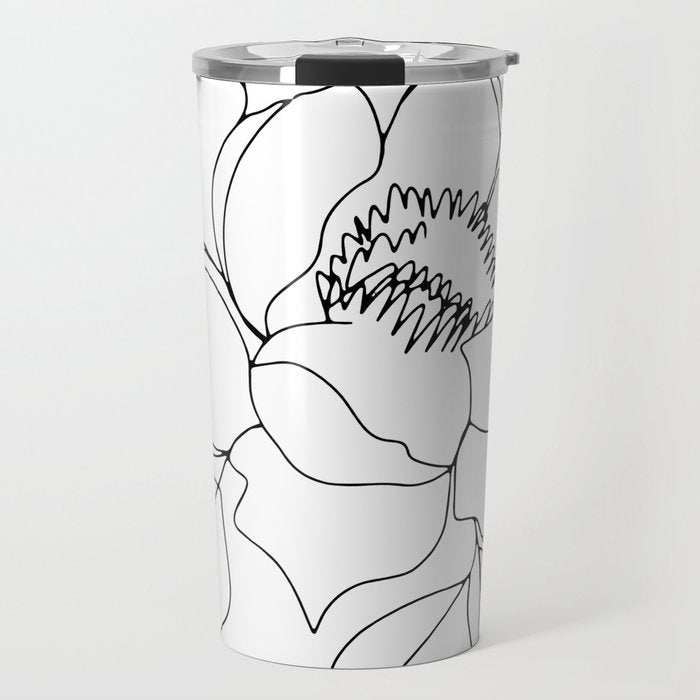 Minimal, Line Art, Floral Prints, Drawing Travel Mug Gallery Image 1