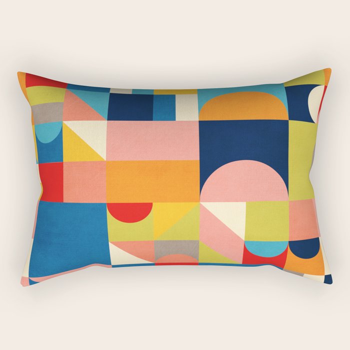 Bold Colorful Geometric Design Bright Vibrant Artwork Rectangular Pillow Gallery Image 2