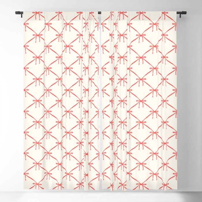 Bows & Ribbons Pattern II Red Window Curtain Gallery Image 5
