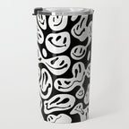 Black and White Dripping Smiley Travel Mug Gallery Image 3