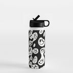 Black and White Dripping Smiley Water Bottle Gallery Image 1