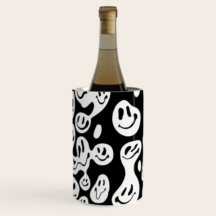 Black and White Dripping Smiley Wine Chiller Gallery Image 1
