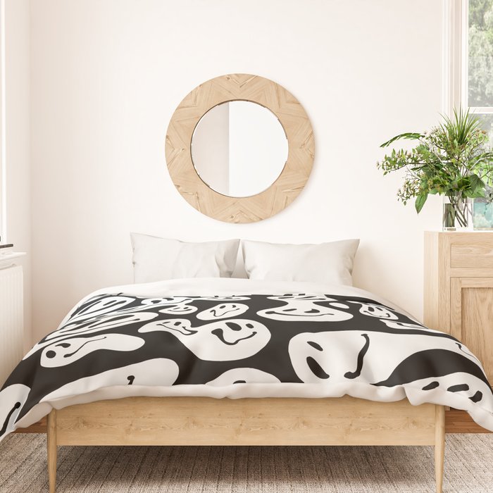 Black and White Dripping Smiley Duvet Cover Gallery Image 3