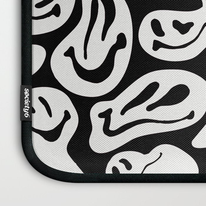 Black and White Dripping Smiley Laptop Sleeve Gallery Image 3