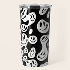 Black and White Dripping Smiley Travel Mug Gallery Image 1