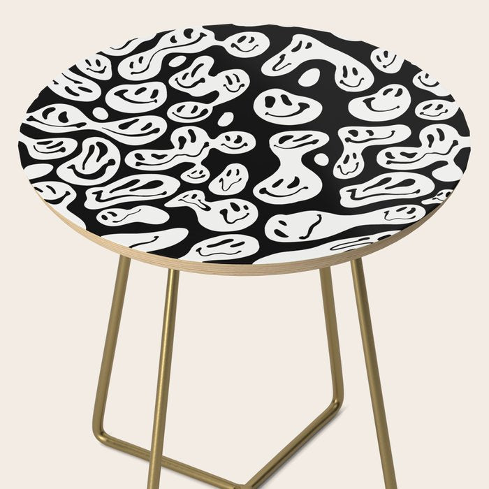 Black and White Dripping Smiley Side Table Gallery Image 2