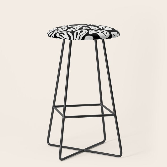 Black and White Dripping Smiley Stool Gallery Image 1