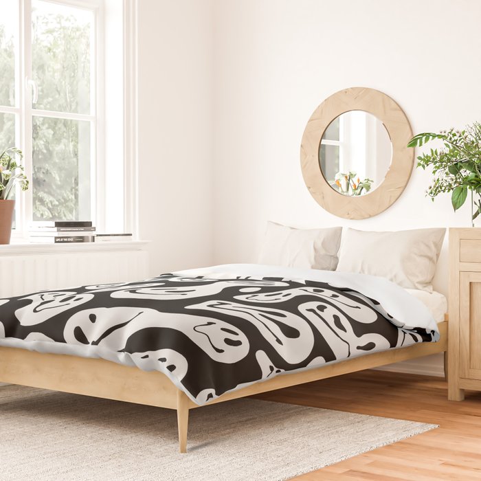Black and White Dripping Smiley Duvet Cover Gallery Image 2