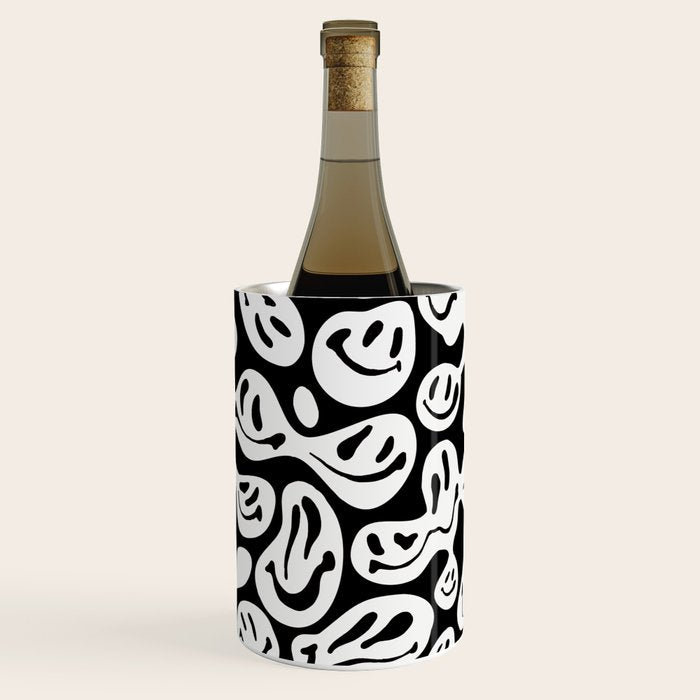 Black and White Dripping Smiley Wine Chiller Gallery Image 2