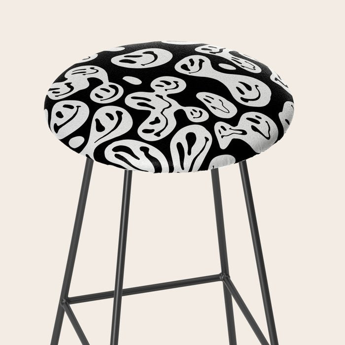 Black and White Dripping Smiley Stool Gallery Image 2