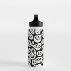 Black and White Dripping Smiley Water Bottle Gallery Image 3