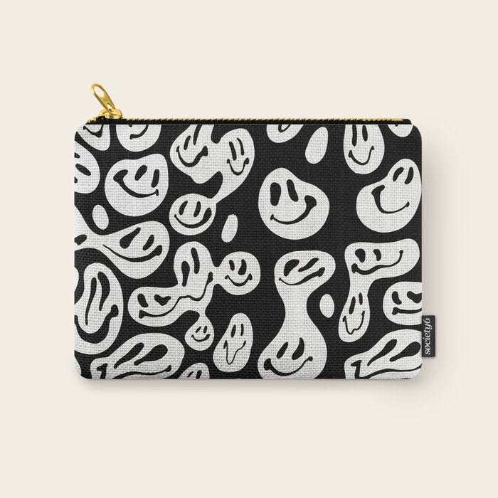 Black and White Dripping Smiley Carry All Pouch Gallery Image 1