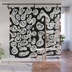 Black and White Dripping Smiley Wall Mural Gallery Image 1