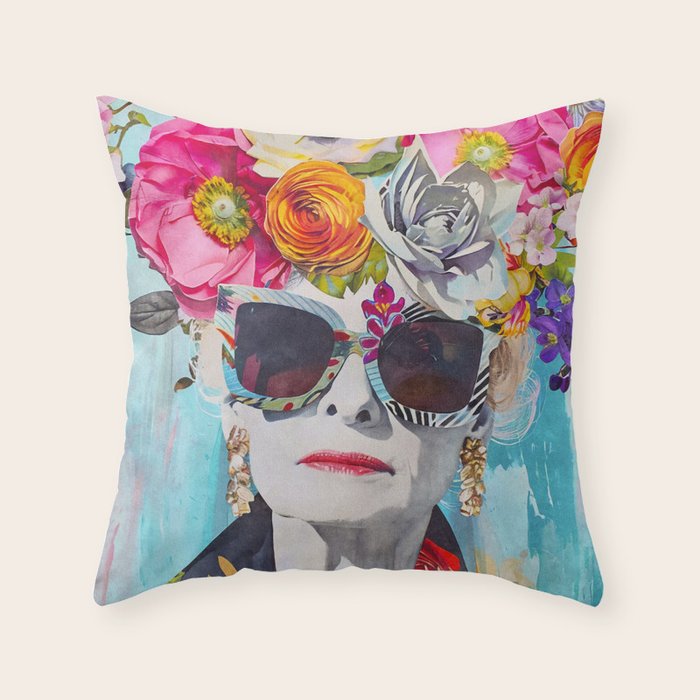 Style Knows No Age Bold Female Portrait Throw Pillow Gallery Image 1