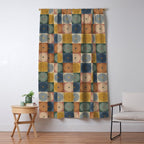 Retro Flowers Check Pattern IX Window Curtain Gallery Image 5