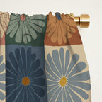 Retro Flowers Check Pattern IX Window Curtain Gallery Image 2
