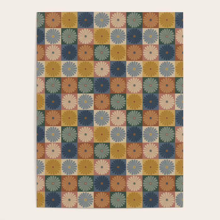 Retro Flowers Check Pattern IX Poster Gallery Image 4